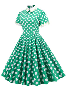 Polka Dots Peter Pan Collar 1950S Dress With Pockets