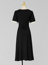 Load image into Gallery viewer, Black Dress With White Bow Collar Vintage 1950S Hepburn Style Outfits Vintage Dress