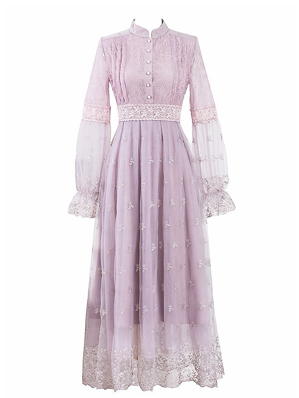 edwardian purple dress 70s Lilac Double Layer Edwardian Style Maxi Dress By Ein Pagels Modell