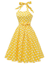 Load image into Gallery viewer, Yellow Polka Dots Halter 1950S Vinatge Dress