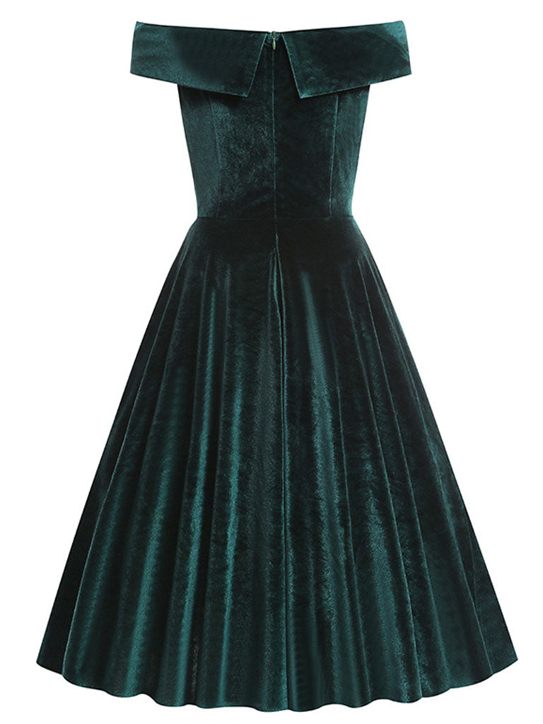 Christmas Red Off Shoulder Velvet 1950S Vintage Swing Dress – Jolly Vintage