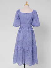 Load image into Gallery viewer, Embroidered Square Collar Puff Sleeve Vintage Dress Boho Dress