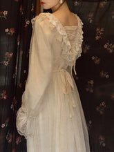 Load image into Gallery viewer, Apricot Ruffles Lace Puffed Sleeve Swing Victoria&#39;s Fairy Dress