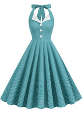 Load image into Gallery viewer, Plaid Vintage Halter Backless 1950S Vintage Dress