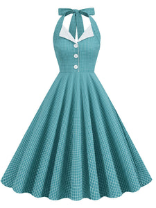 Plaid Vintage Halter Backless 1950S Vintage Dress