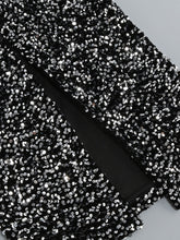 Load image into Gallery viewer, Black Sweet Feather Hem Sequin Long Sleeve Bodycon Sexy Gown Party Dress