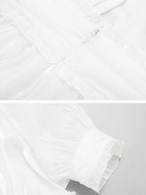 Load image into Gallery viewer, White Ruffles Puff Sleeve Organza Vintage Dress