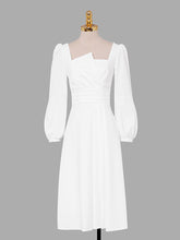 Load image into Gallery viewer, White Square Collar Long Sleeve Party Dress