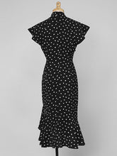 Load image into Gallery viewer, Black Polka Dots Butterfly Sleeve 1940S Vintage Dress