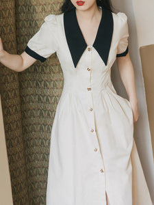 Apricot Chelsea Collar Audrey Hepburn 1950S Dress
