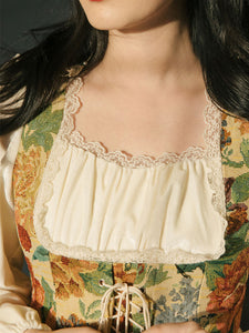 Sweat Victorian Floral Corset Long Sleeve Maxi Dress
