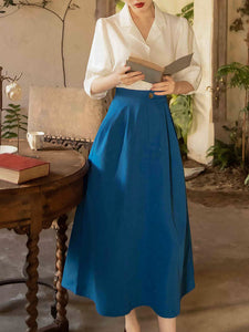 Lake Blue 1950S Vintage Audrey Hepburn's outfit in Roman Holiday