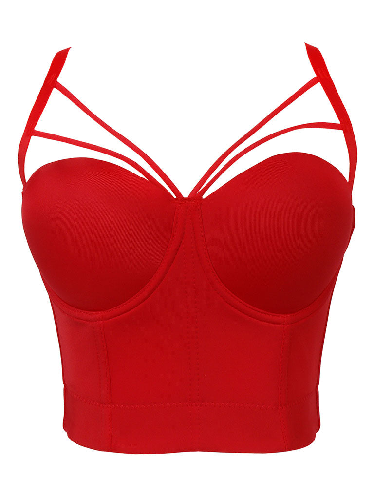 Solid Color Cut Out Corset Camisole Top