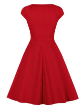 Load image into Gallery viewer, Red Sweet Heart Collar 1950S Swing Vintage Dress