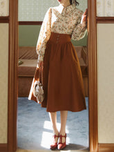 Load image into Gallery viewer, Orange Long Sleeve Blouse And Skirt Vintage Set 1950S Dress