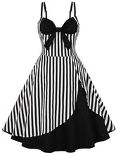 Load image into Gallery viewer, Beetlejuice Costume Spaghetti Strap Pocket Dress With Black and White Vertical Stripe