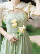 Load image into Gallery viewer, 2PS White Cape With Green Spaghetti Strap 1950S Dress Set