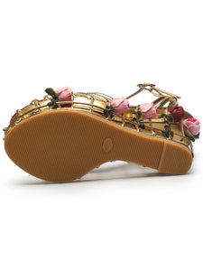 14CM Open Toe Luxury Rose Box Platform Spherical Heel Sandals Retro Shoes