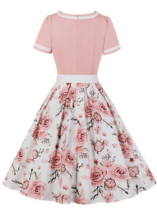 Sweet Heart Collar 1950S Vintage Floral Swing Dress