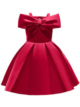 Load image into Gallery viewer, Kids Little Girls&#39; Dress Off Shoulder Bow Birthday Christening Dress