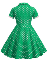 Load image into Gallery viewer, Kids Little Girls&#39; Dress Turn Down Collar Polka Dot Cotton 1950S Vintage Dress