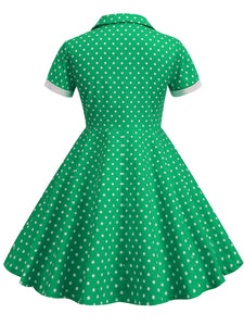 Kids Little Girls' Dress Turn Down Collar Polka Dot Cotton 1950S Vintage Dress