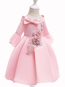 Kids Little Girls' Dress Princess Pink Off Shoulder Birthday Christening Dress