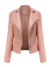 Load image into Gallery viewer, Rivet Long Sleeve PU Leather Motorcycle Jacket
