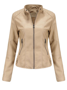 6 Color Long Sleeve PU Leather Motorcycle Jacket