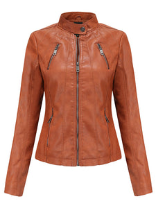 3 Color Long Sleeve PU Leather Motorcycle Jacket