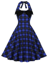 Load image into Gallery viewer, Plaid Off the Shoulder High Waist Halter 1950 Dress