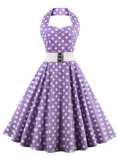 Load image into Gallery viewer, Polka Dots Off the Shoulder High Waist Halter 1950 Dress