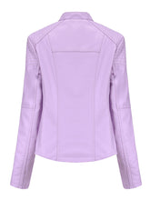 Load image into Gallery viewer, Women‘s Leather Jacket Weave Long Sleeve Winter Coat