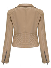 Load image into Gallery viewer, Crop Coat Long Sleeve PU Leather Motorcycle Jacket For Women