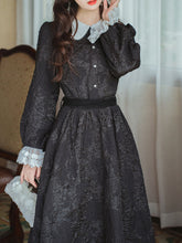Load image into Gallery viewer, 2PS 1950S Black Dress With White Peter Pan Collar Shirt And Swing Skirt Suit