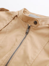 Load image into Gallery viewer, Brown Long Sleeve PU Leather Soft Jacket For Women