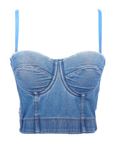 Load image into Gallery viewer, Denim Sexy Corset Camisole Top