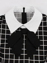 Load image into Gallery viewer, Black Plaid PeterPan Collar Short Sleeve High Waist Vintage Cotton 1950S Dress