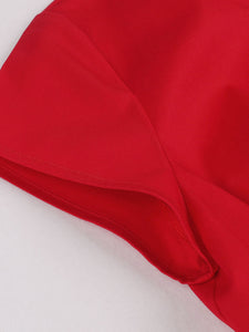 Crewneck Cut Out Solid Color 1950S Vintage Dress
