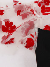 Load image into Gallery viewer, Red Flower Semi Sheer 1950S Swing Vintage Black Dress