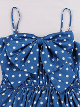Load image into Gallery viewer, Blue And White Polka Dots Big Bow Swing Dress
