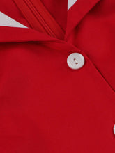 Load image into Gallery viewer, Lapel Collar Red And White Contrast Trim Vinatge Dress