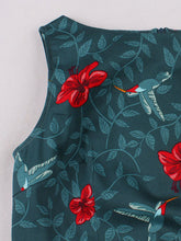 Load image into Gallery viewer, Blue Bird Print 1950S Vintage Swing Dress With Pockets
