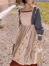 Load image into Gallery viewer, Blue Lace Square Collar Cottagecore Long Sleeve Vintage 1950S Swing Dress