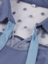 Load image into Gallery viewer, Blue Lace Polka Dots Semi Sheer 1950S Swing Dress