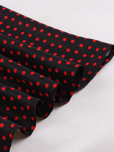 Red Polka Dots Fake Two Piece Shawl 1950S Swing Dress