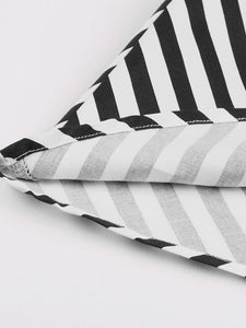 Beetlejuice Costume Black and White Vertical Stripe Swing Dress With Tie
