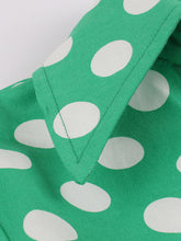 Load image into Gallery viewer, Green Elegant High Waist V Neck Short Sleeve Dots Vintage Dress