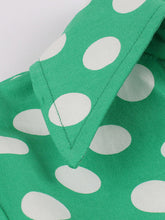 Load image into Gallery viewer, Green Elegant High Waist V Neck Short Sleeve Dots Vintage Dress