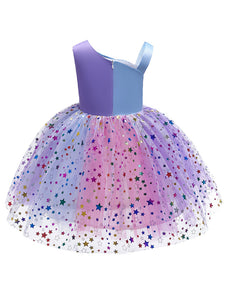 Kids Little Girls' Dress PrincessRainbow One Shoulder Birthday Christening Dress